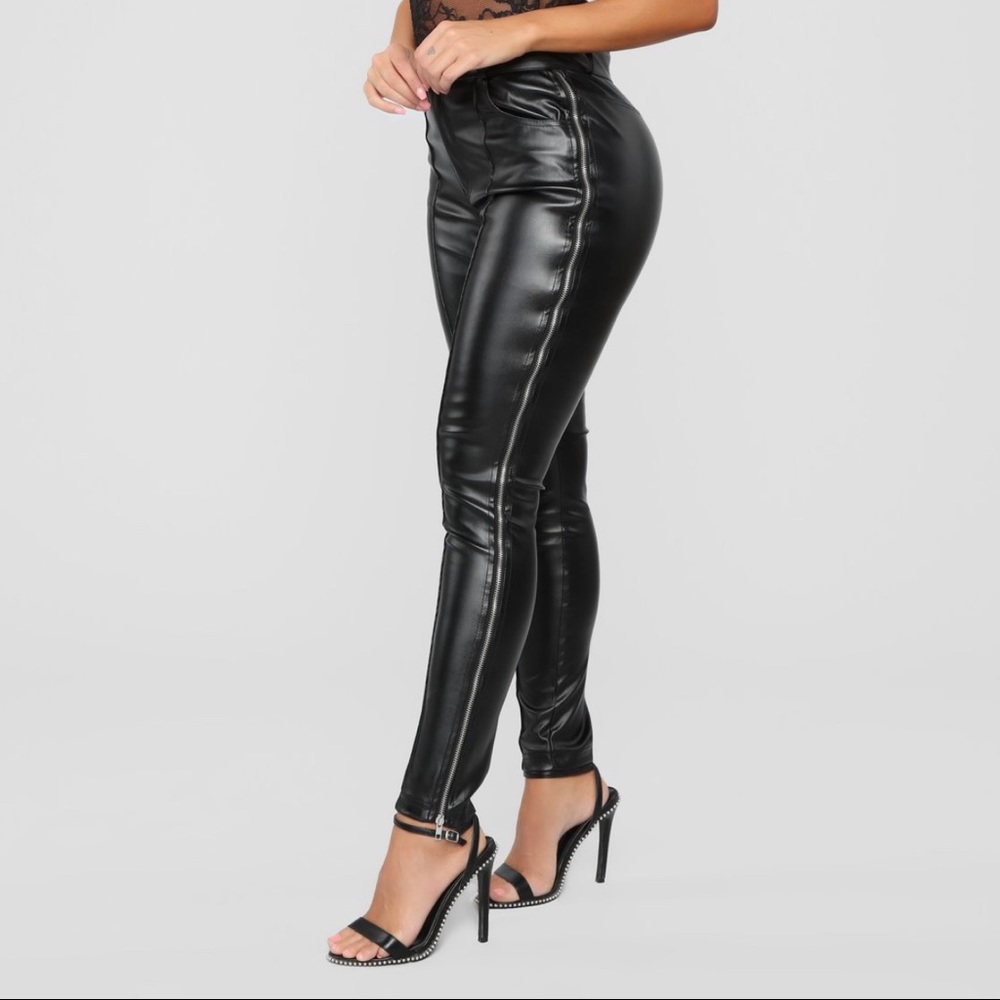 Zip up leather pants